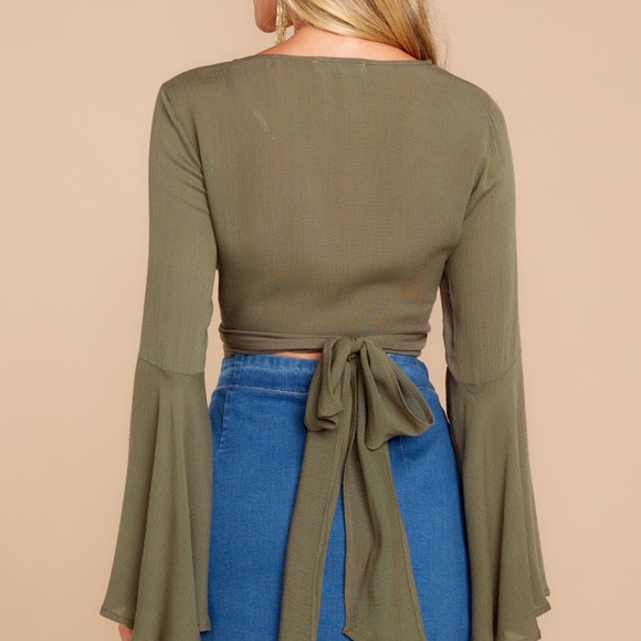 Green Wrap Crop Top - Picture 2 of 3